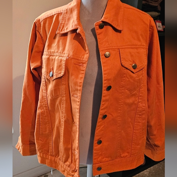 Medium weight Orange Denim Jacket - Picture 1 of 7
